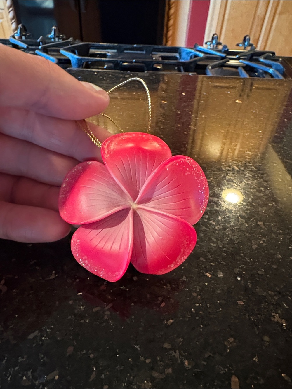Pink Plumeria Flower Hanging Accent Ornament - Home Accents